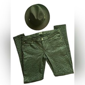 Y2K Vintage Tripp NYC Leopard print black low rise skinny pants Sz 13 Goth 🖤🦇